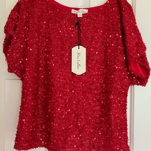 Red Sequin Women's Top